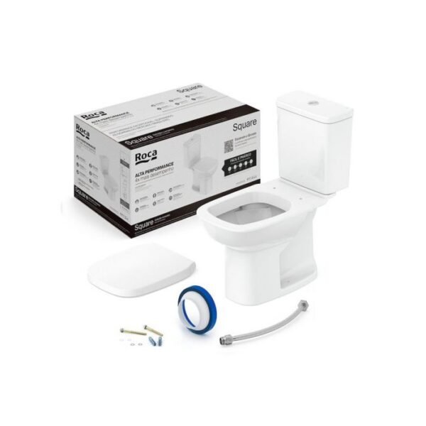 KIT ROCA SQUARE BACIA+CX C/ ASSENTO E ACESSORIOS